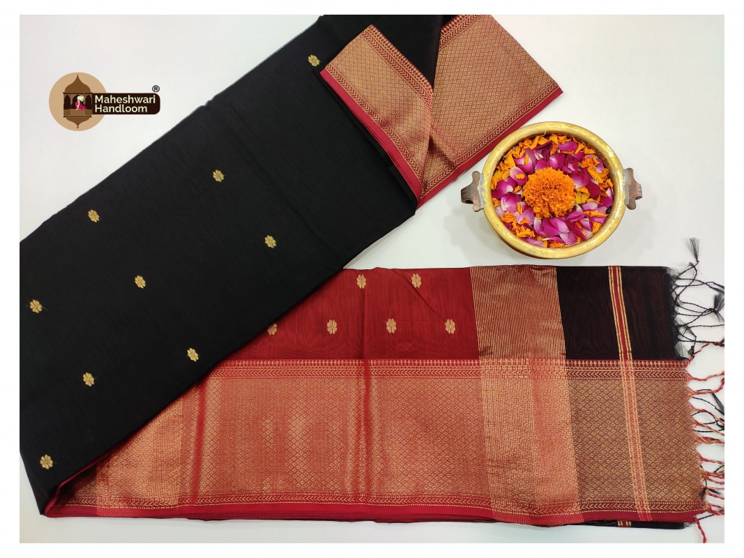 Maheshwari Zari Butti Zari Border Sarees