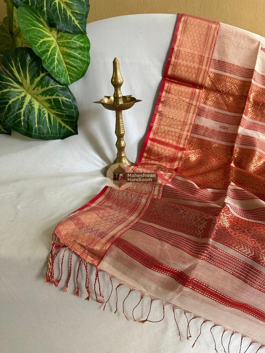 Maheshwari Cream Tissue Rich Pallu Saree 07