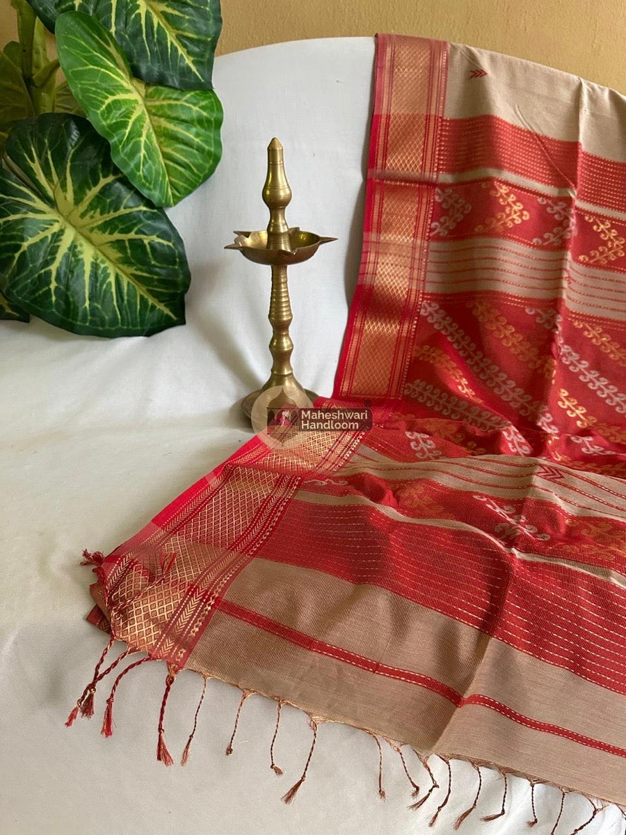 Maheshwari Beige Tissue Rich Pallu Saree 018