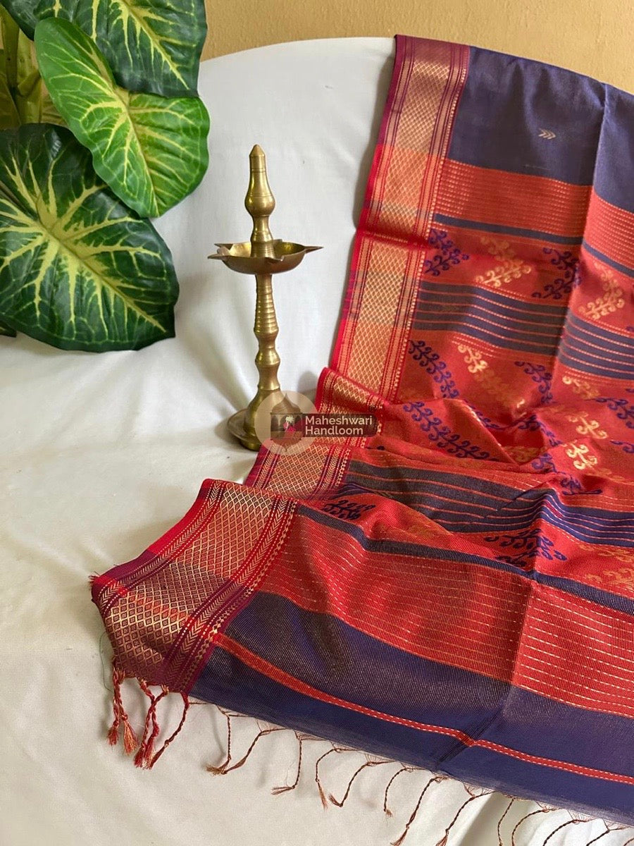 Maheshwari Blue Tissue Rich Pallu Saree 020