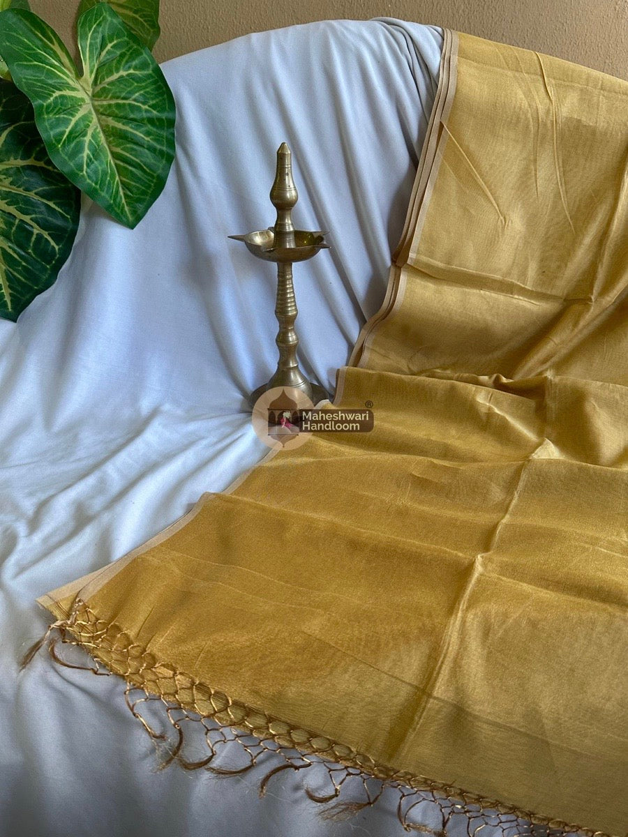 Maheshwari Golden Tissue silk saree 