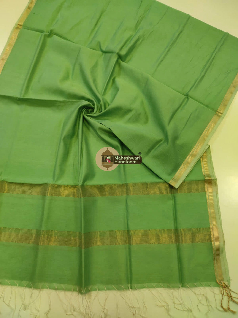 Maheshwari Green Silk Dupatta