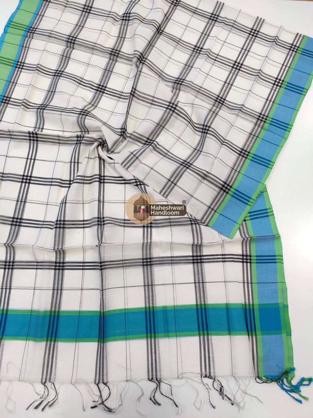 Maheshwari Off White Silk Dupatta - 01
