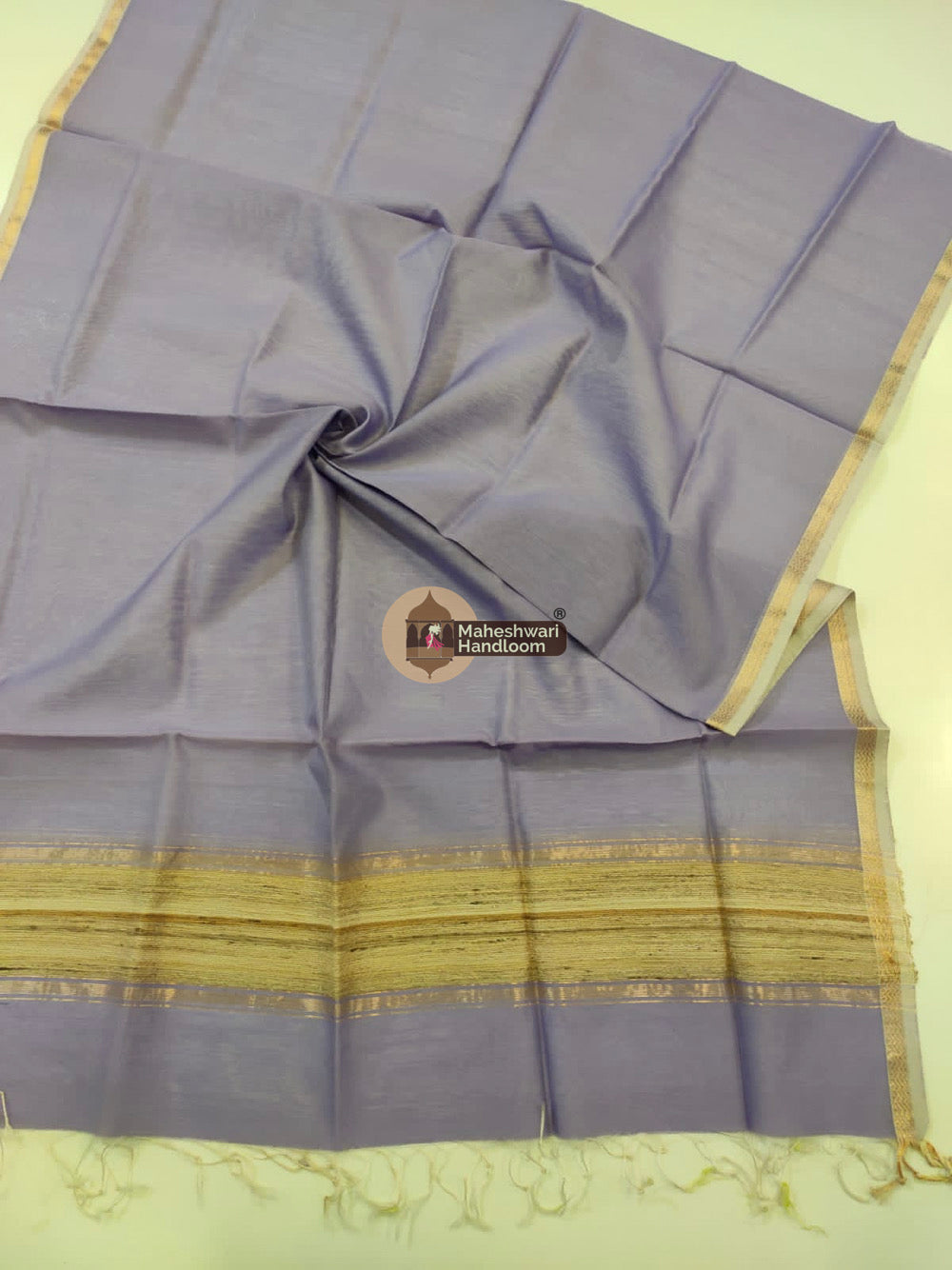 Maheshwari Purple Silk Dupatta 