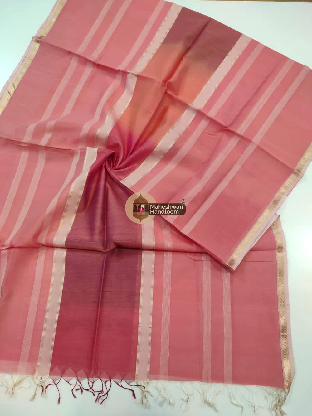 Maheshwari Red Silk Dupatta