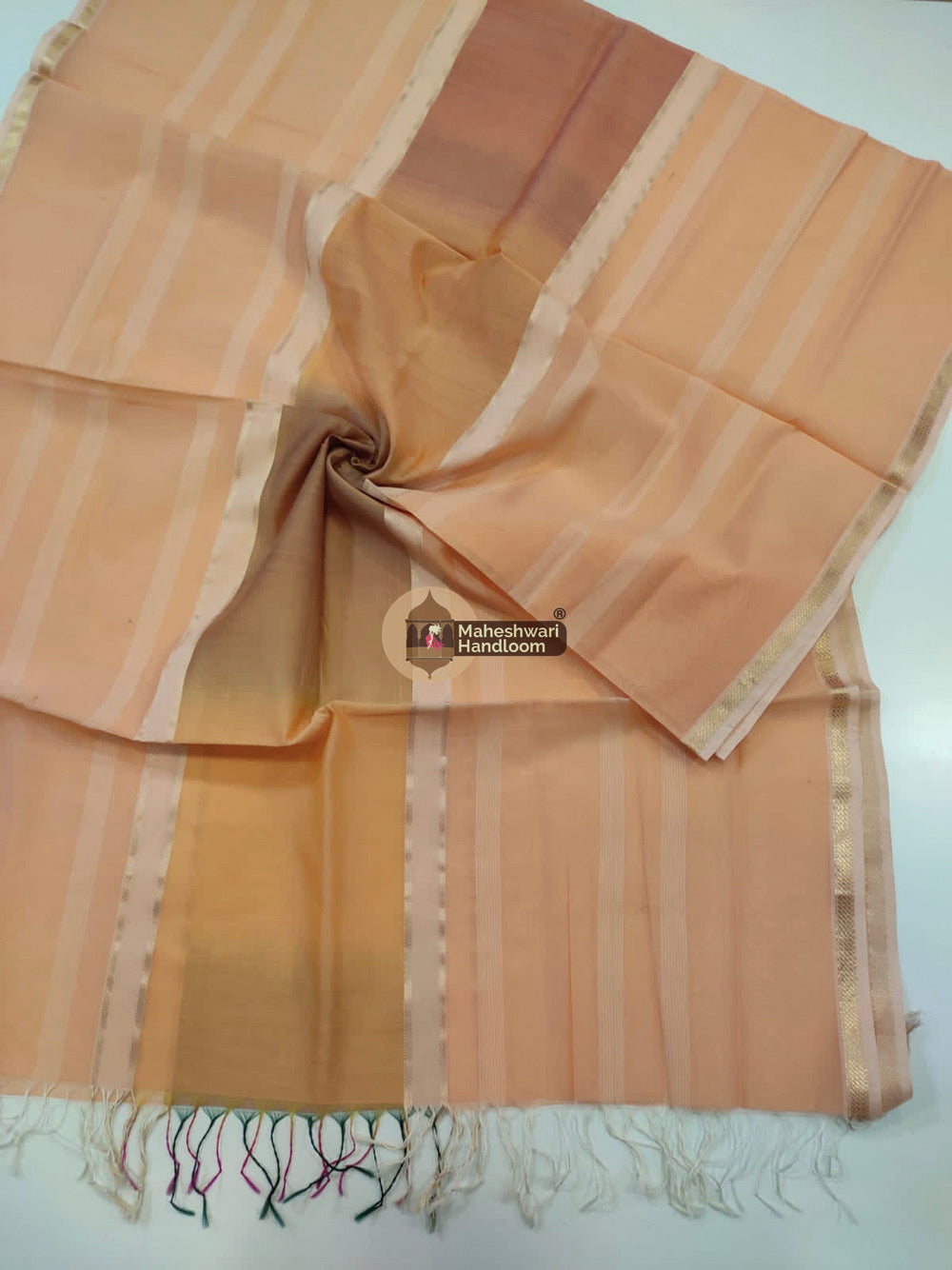 Maheshwari Orange Silk Dupatta