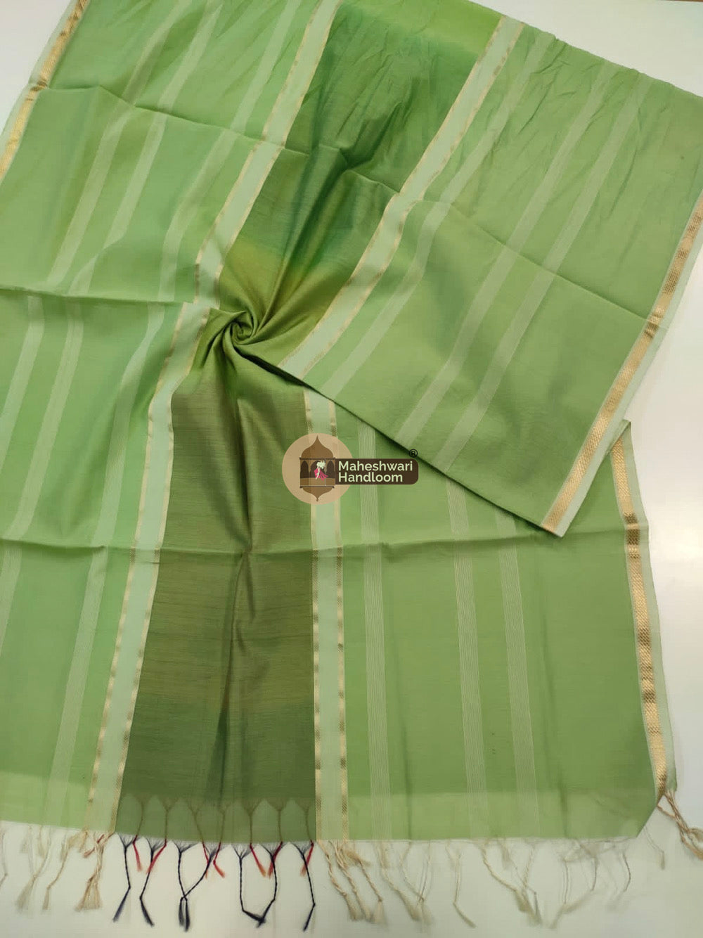 Maheshwari Green Silk Dupatta