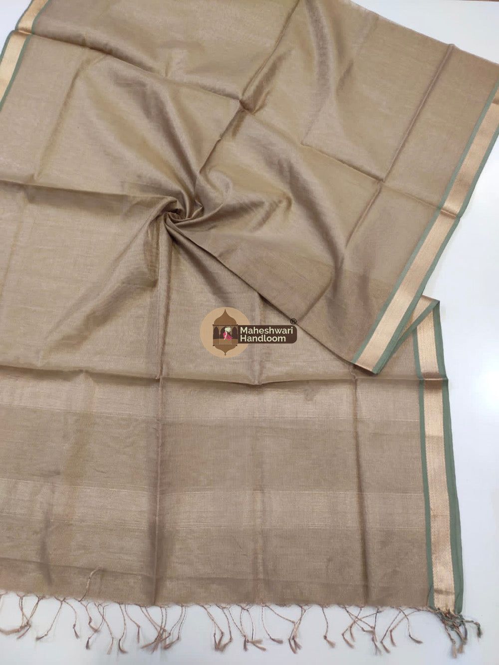 Maheshwari Beige Silk Dupatta