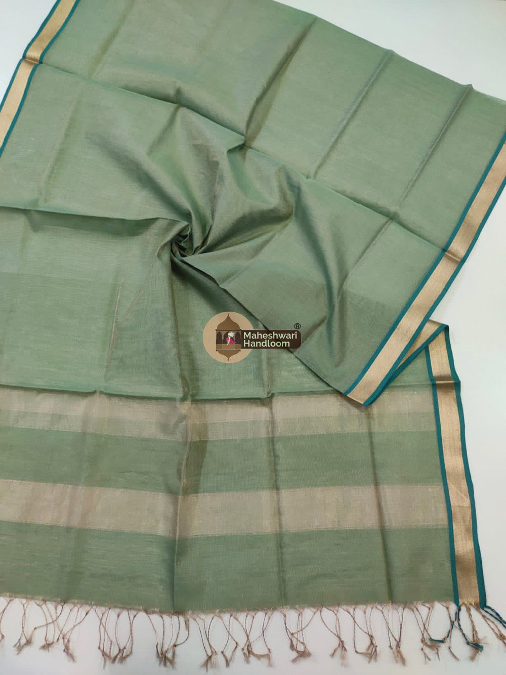 Maheshwari Green Silk Dupatta