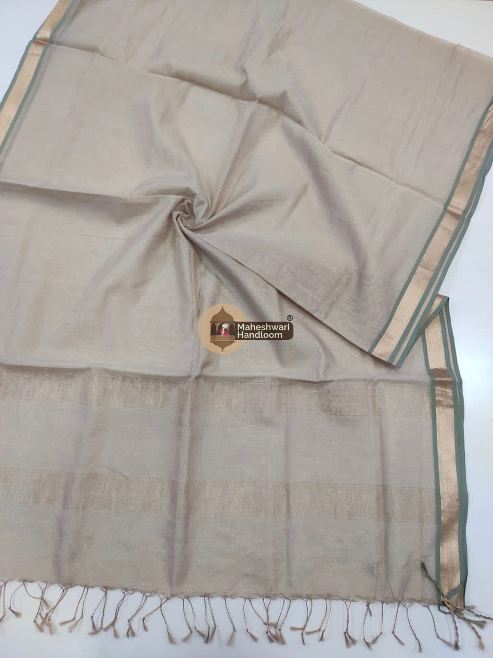 Maheshwari Grey Silk Dupatta 