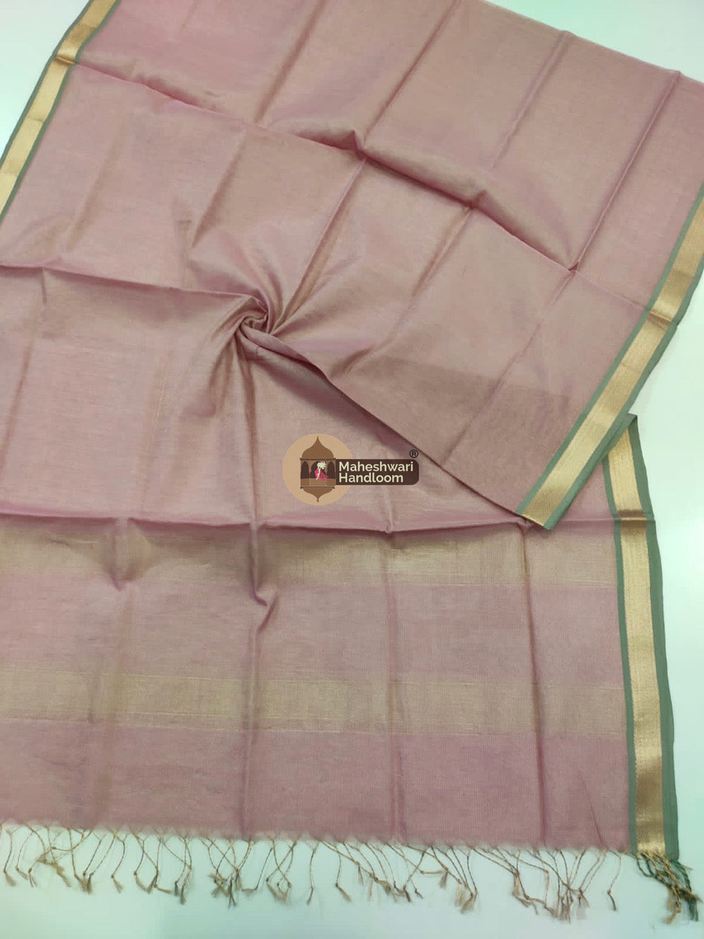 Maheshwari Onion Pink Silk Dupatta