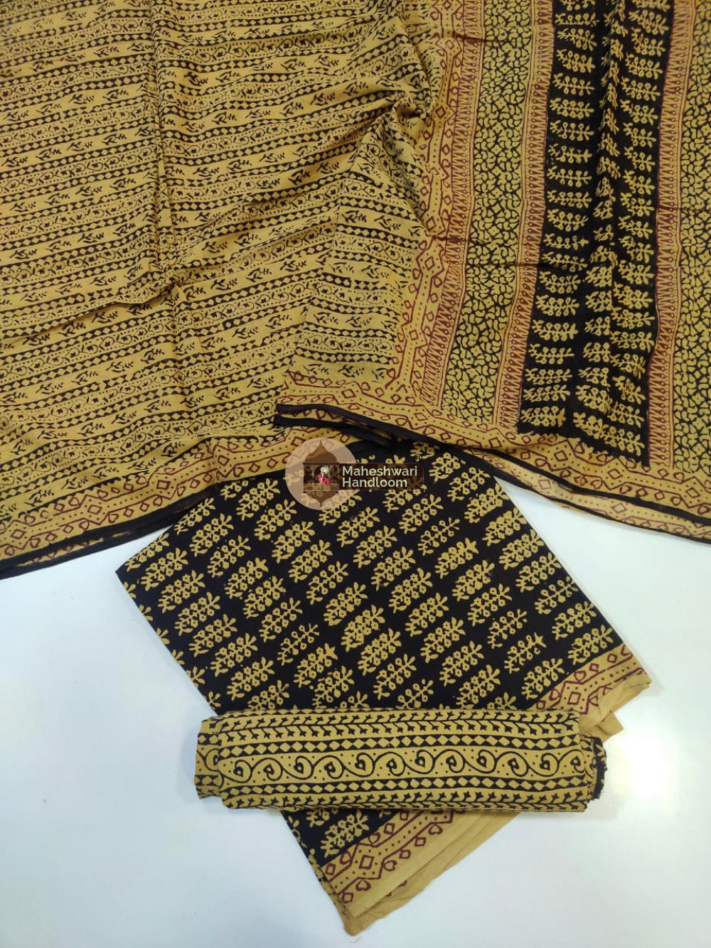 Green Black Bagh Print Cotton Suit set