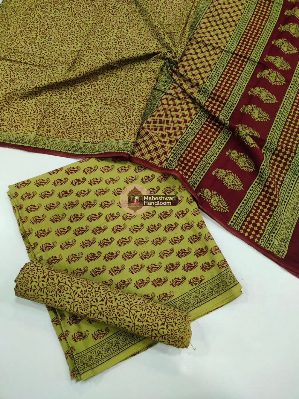 Green Bagh Print Cotton Suit set 
