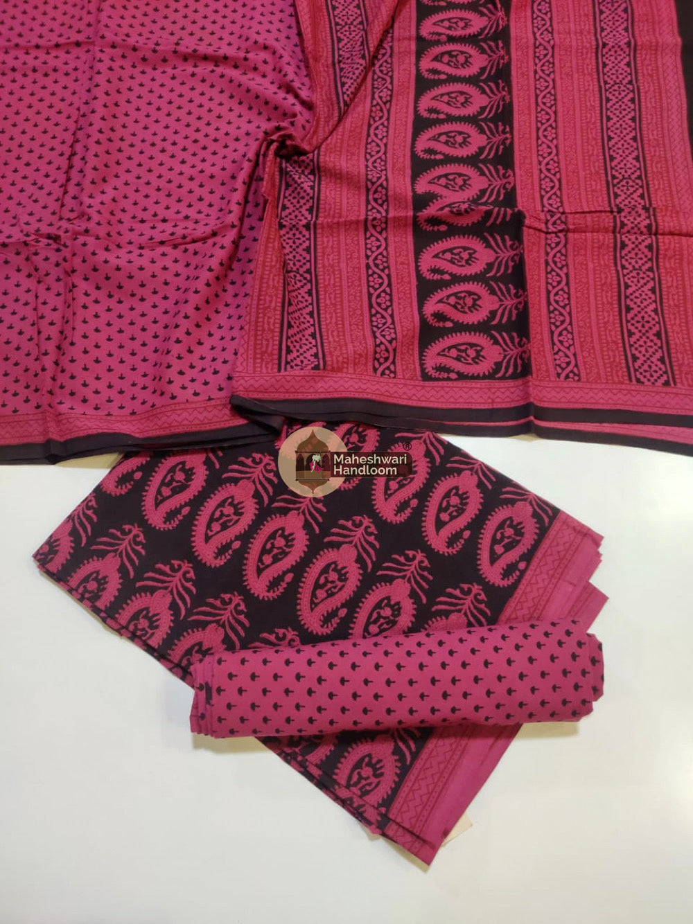 Pink Bagh Print Cotton Suit set 