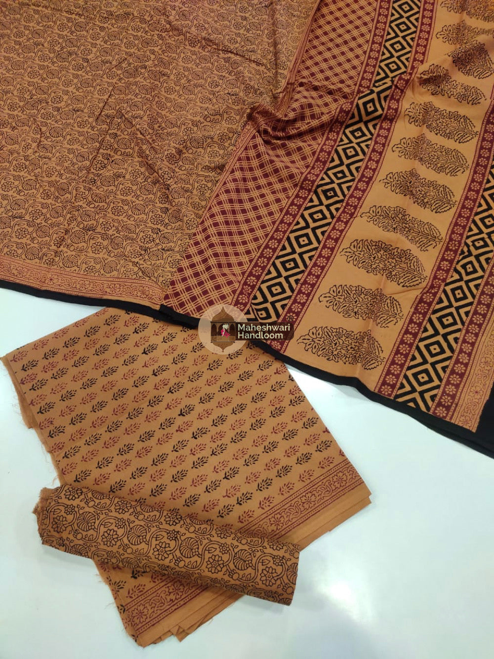 Mustard Yellow Bagh Print Cotton Suit set