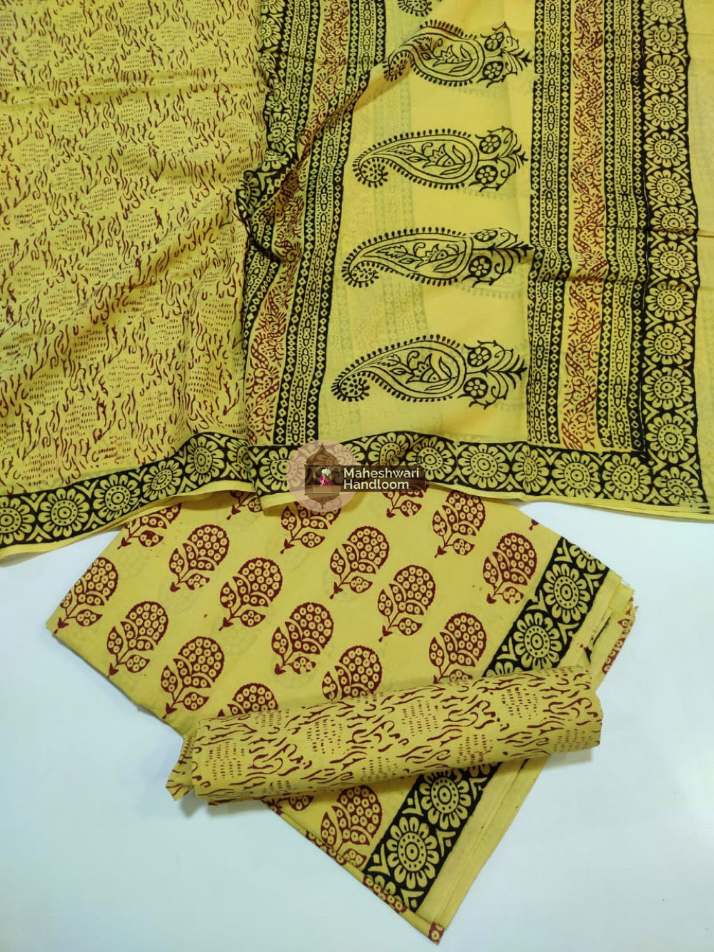 Green Bagh Print Cotton Suit set
