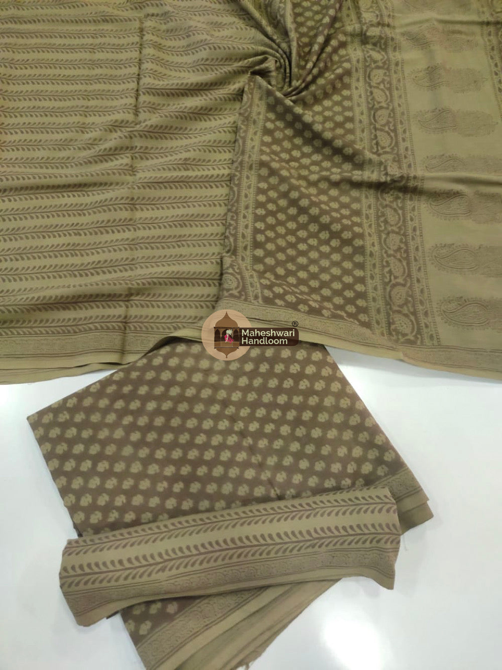 Green Bagh Print Cotton Suit set