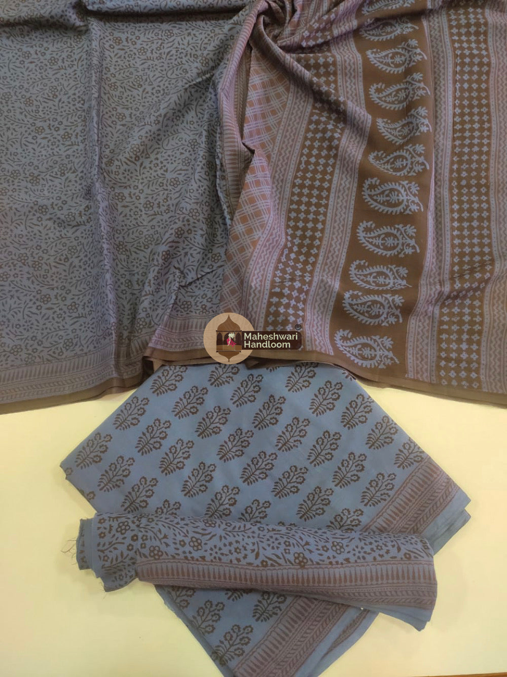 Purple Bagh Print Cotton Suit set 