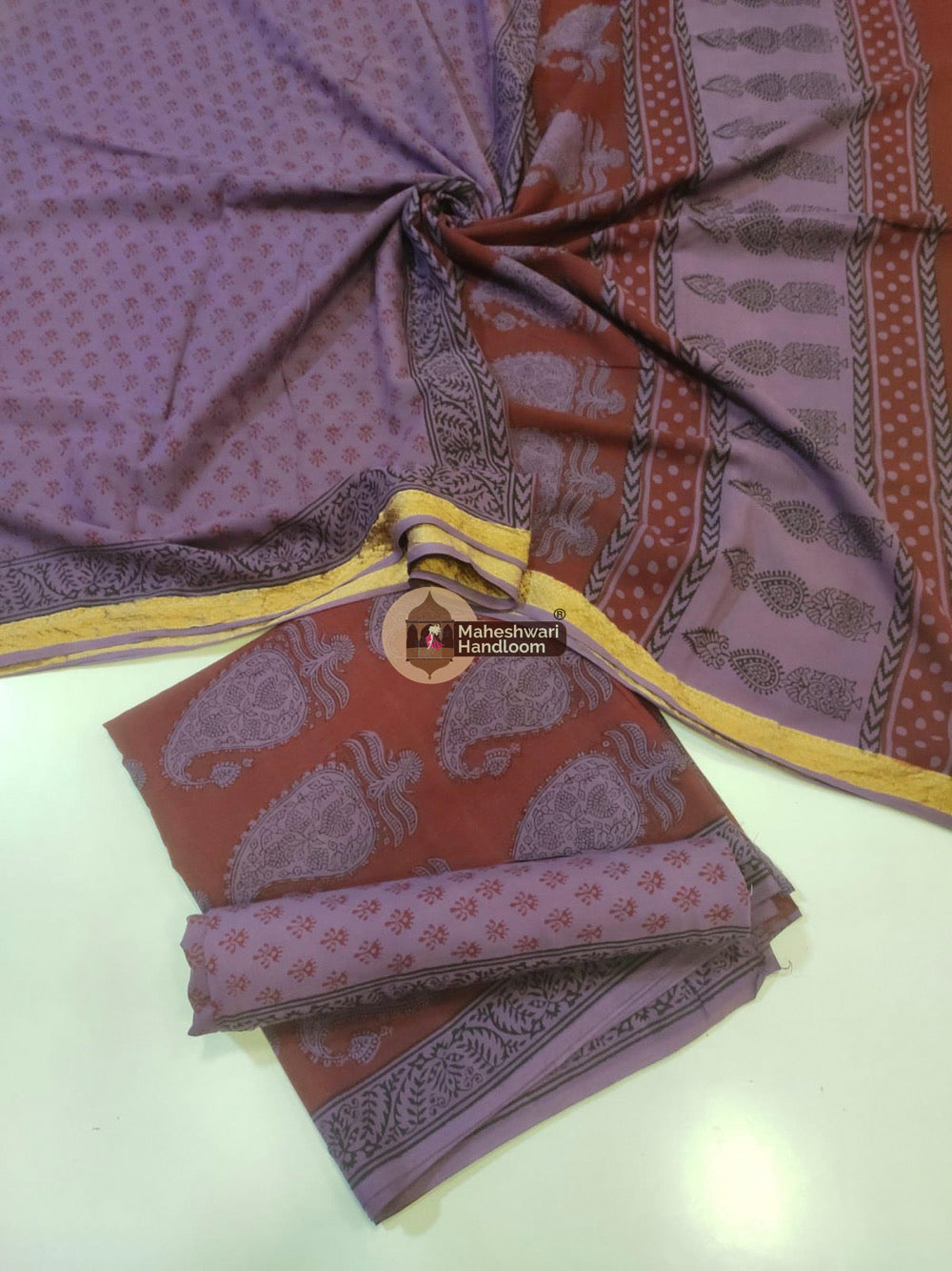 Purple Bagh Print Cotton Suit set