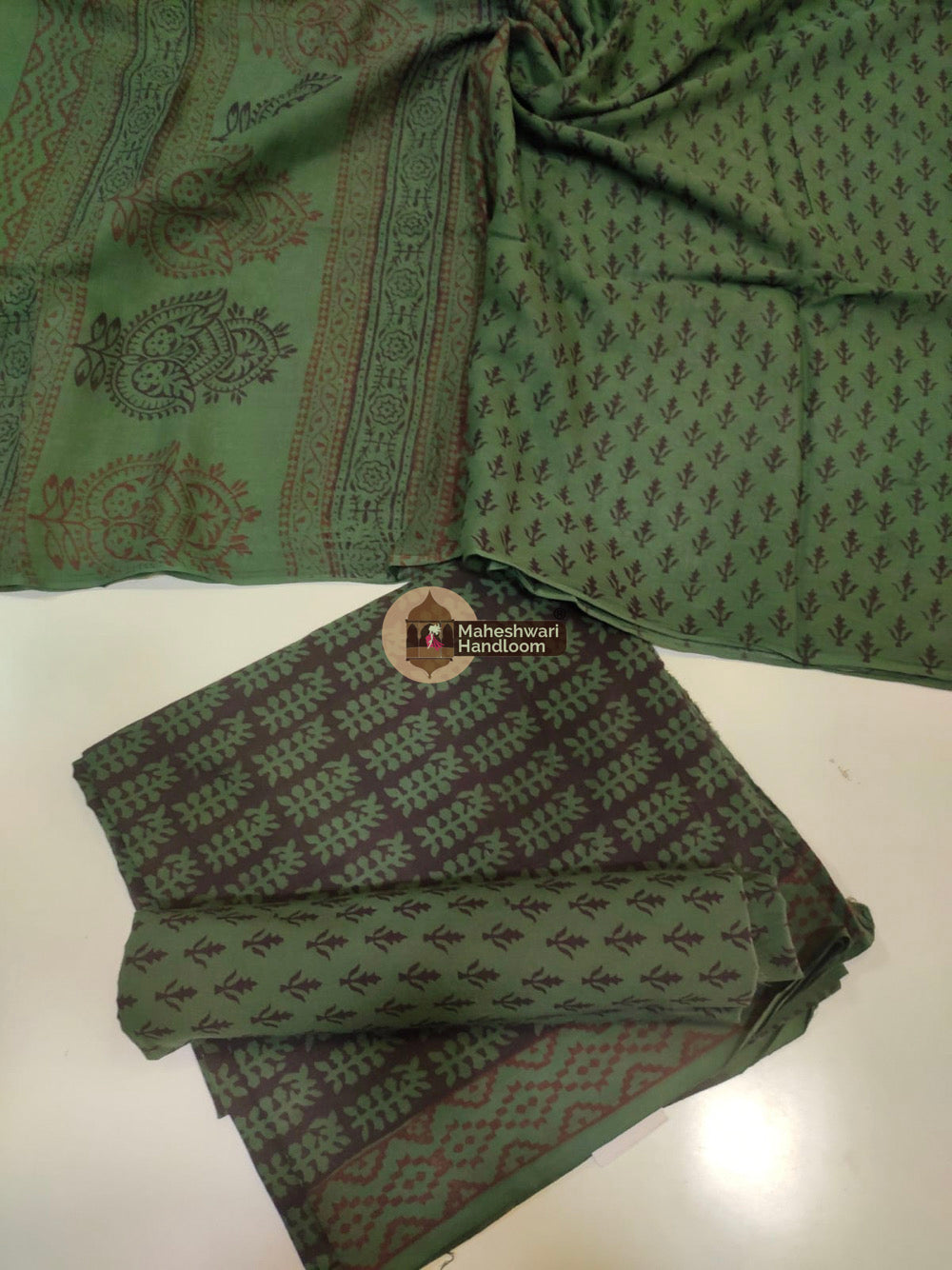 Green Bagh Print Cotton Suit set 