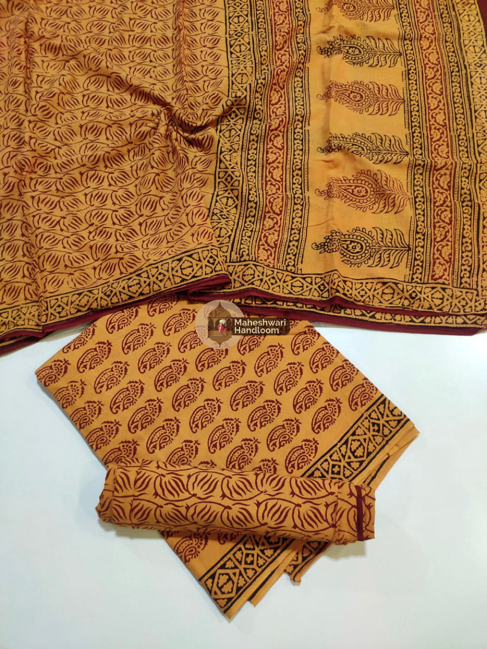Mustard Yellow Bagh Print Cotton Suit set