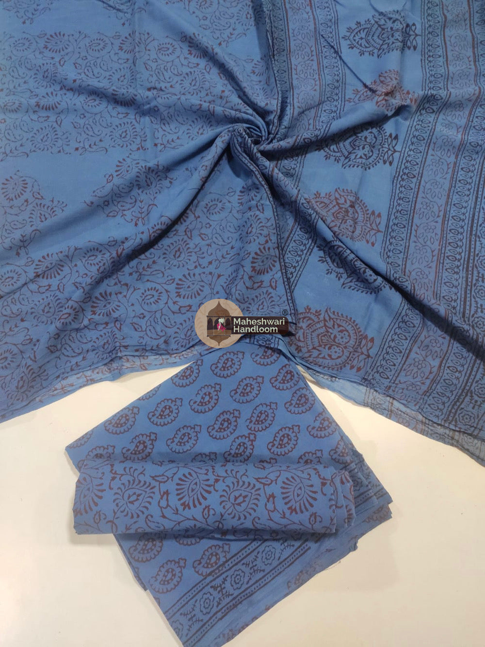 Blue Bagh Print Cotton Suit set