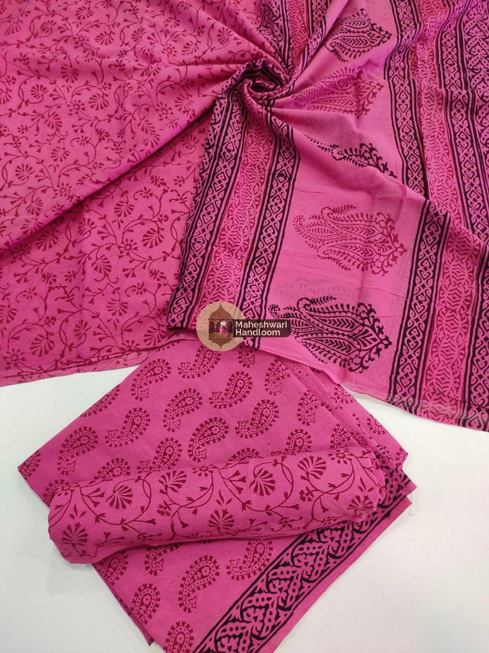 Pink Bagh Print Cotton Suit set