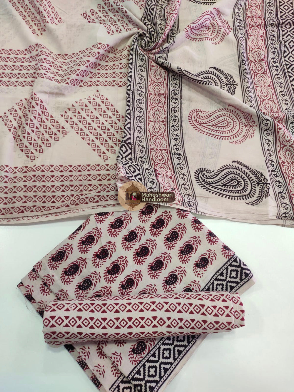 Off White Bagh Print Cotton Suit set 