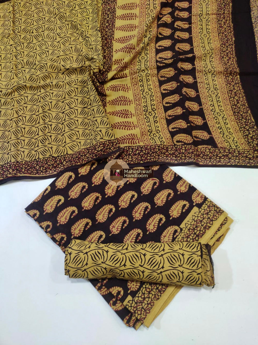 Green Bagh Print Cotton Suit set 