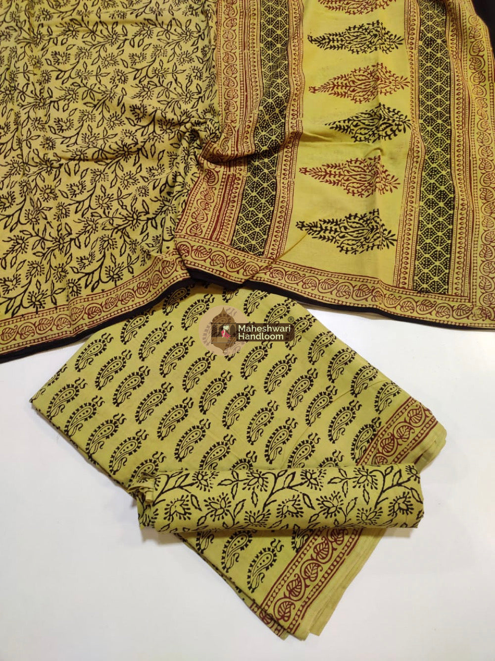 Pista Green Bagh Print Cotton Suit set 