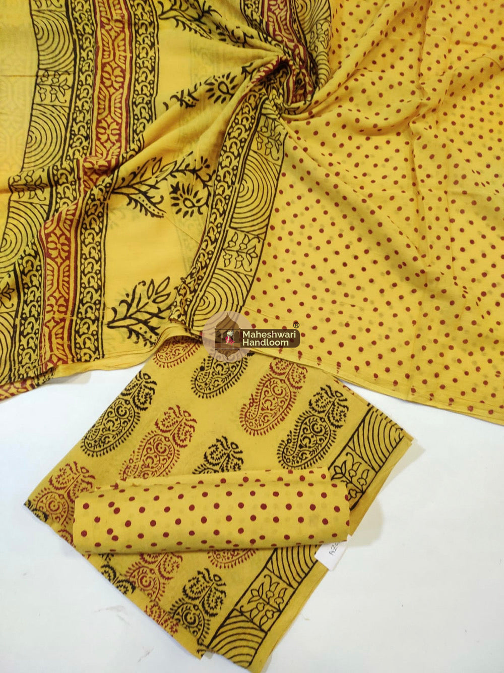 Yellow Bagh Print Cotton Suit set