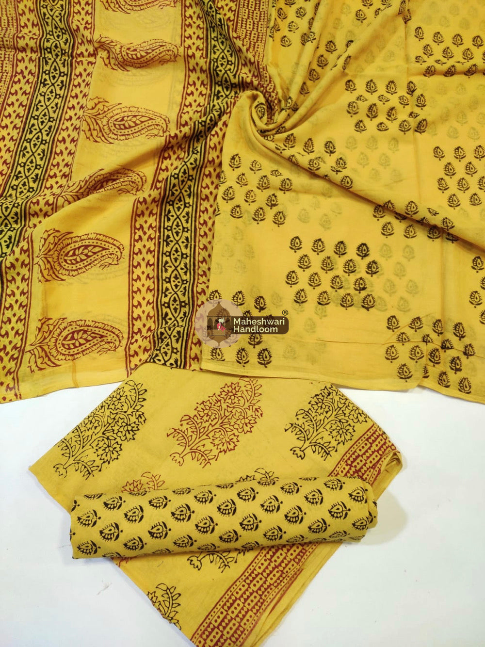 Yellow Bagh Print Cotton Suit set