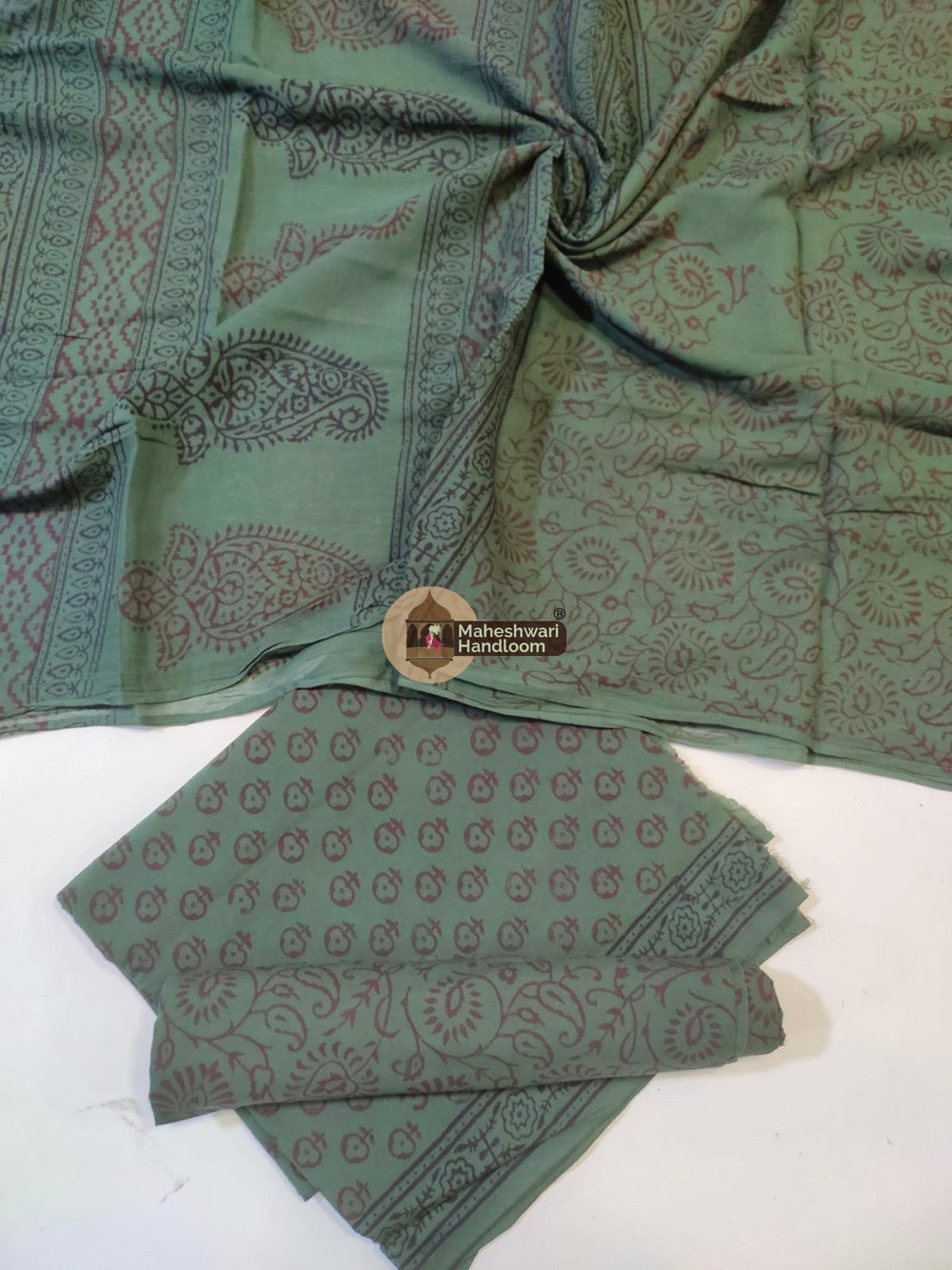 Sea Green Bagh Print Cotton Suit set