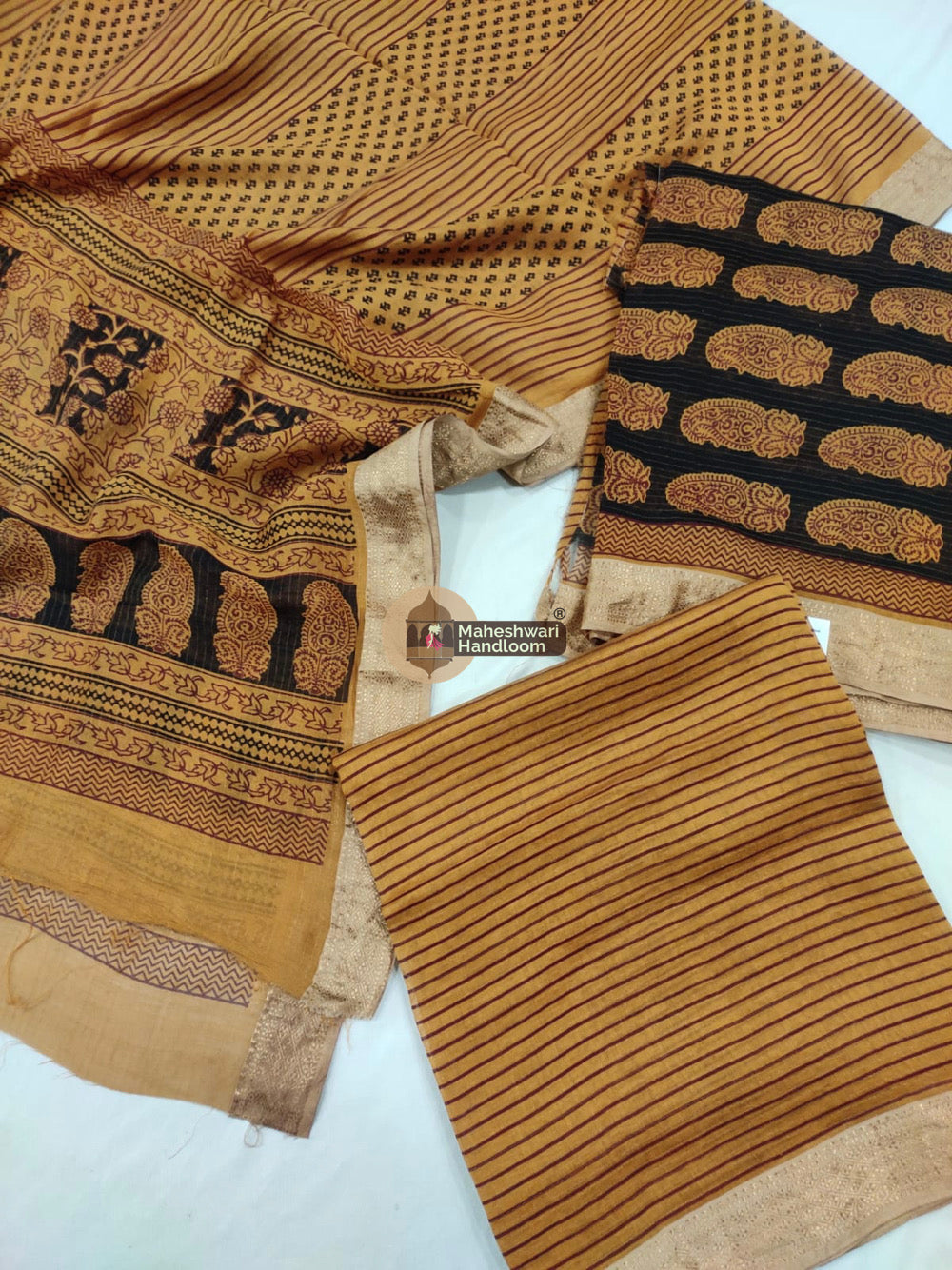 Mustard Yellow Maheshwari Bagh Print Suit set - 69