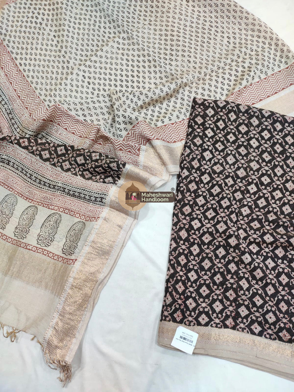 Black White Maheshwari Bagh Print Suit set -43