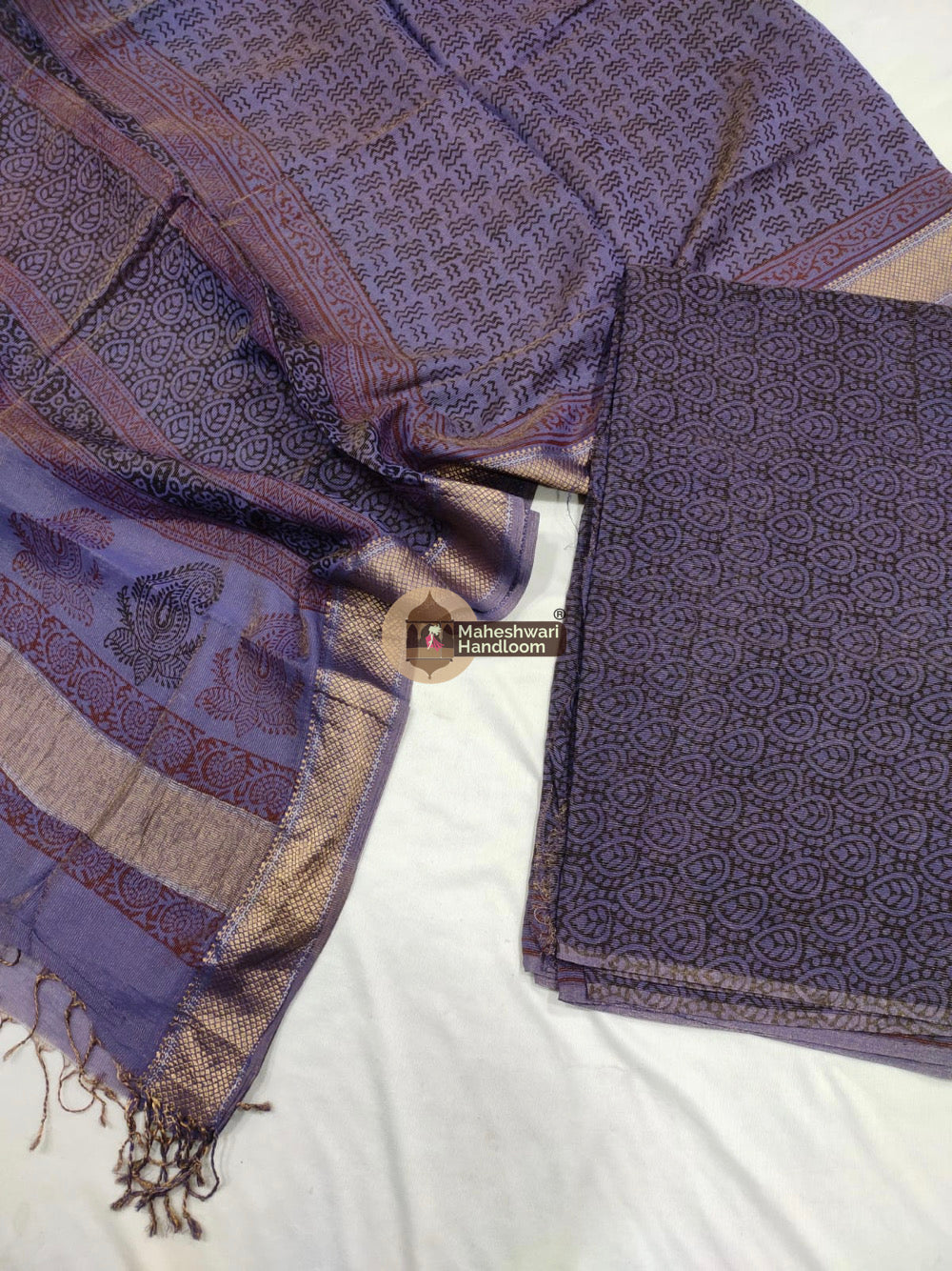 Purple Maheshwari Bagh Print Suit set -41
