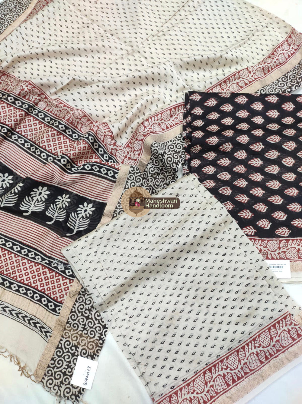 Black White Maheshwari Bagh Print Suit set - 22