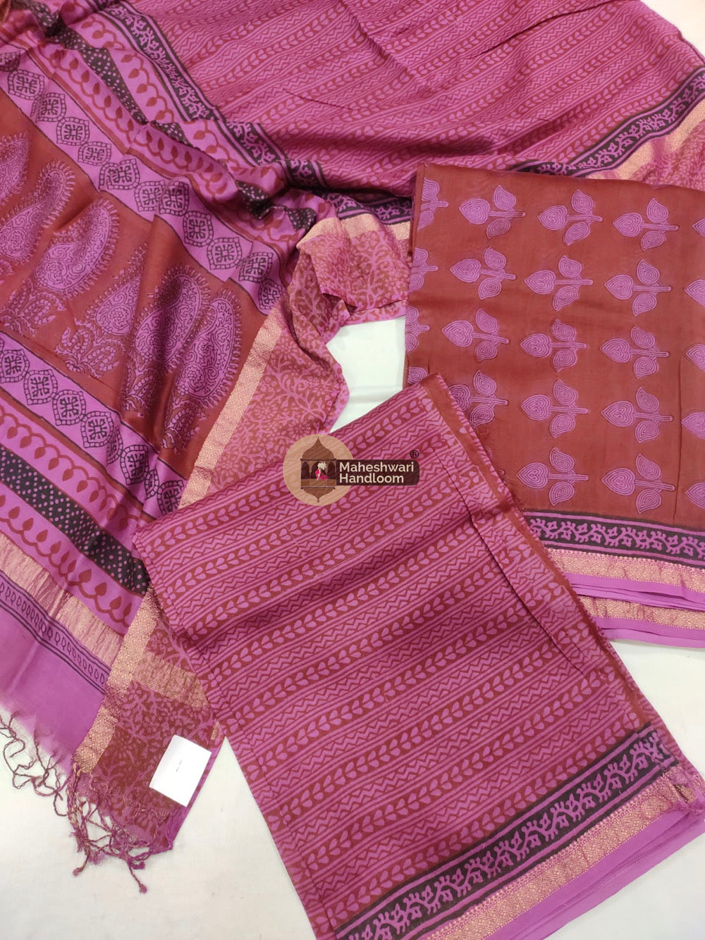 Pink Maheshwari Bagh Print Suit set - 15