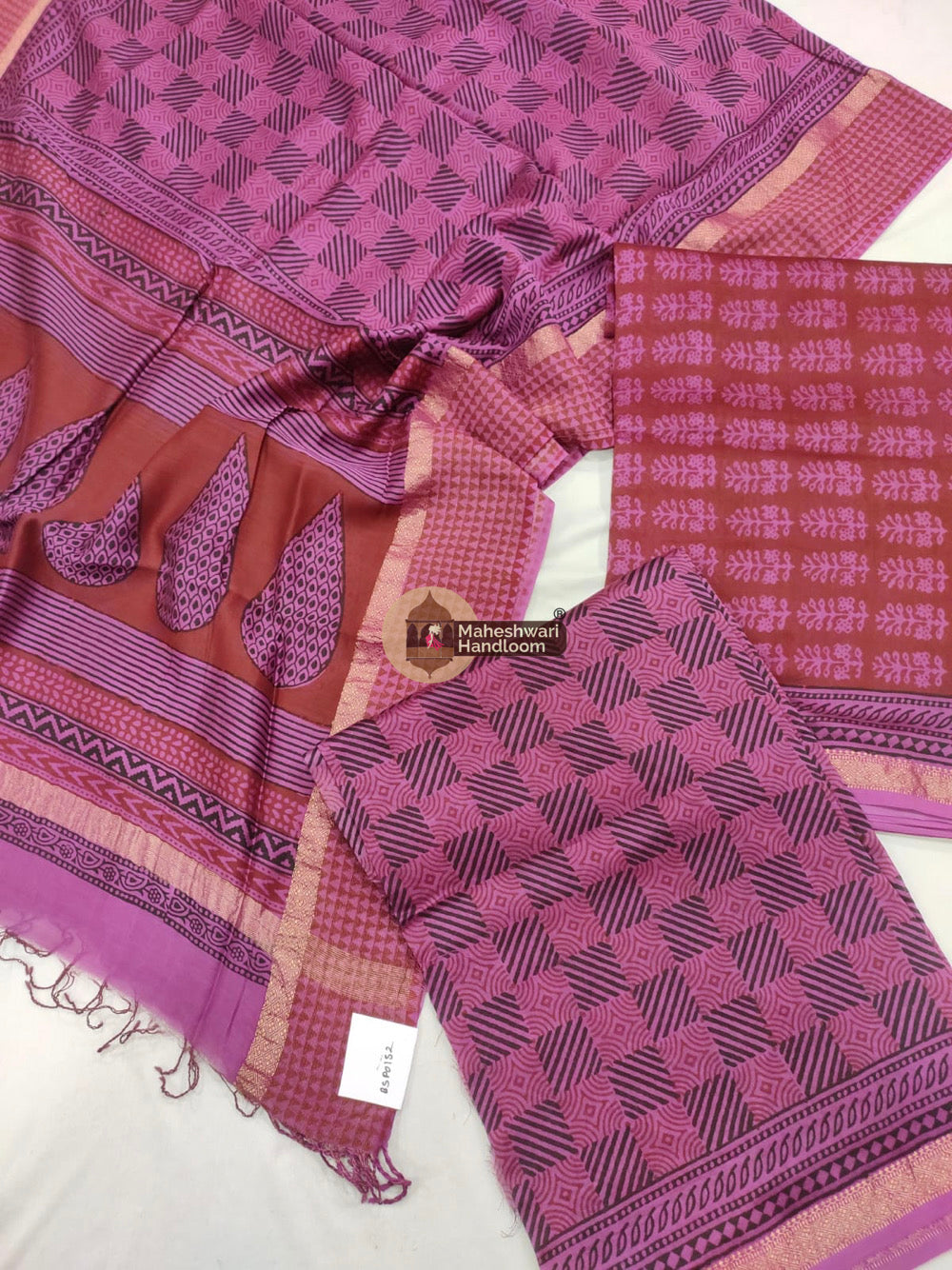 Pink Maheshwari Bagh Print Suit set - 27