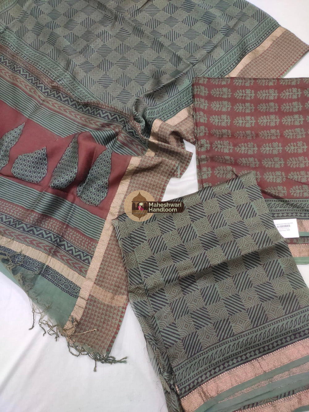Green Maheshwari Bagh Print Suit set - 04