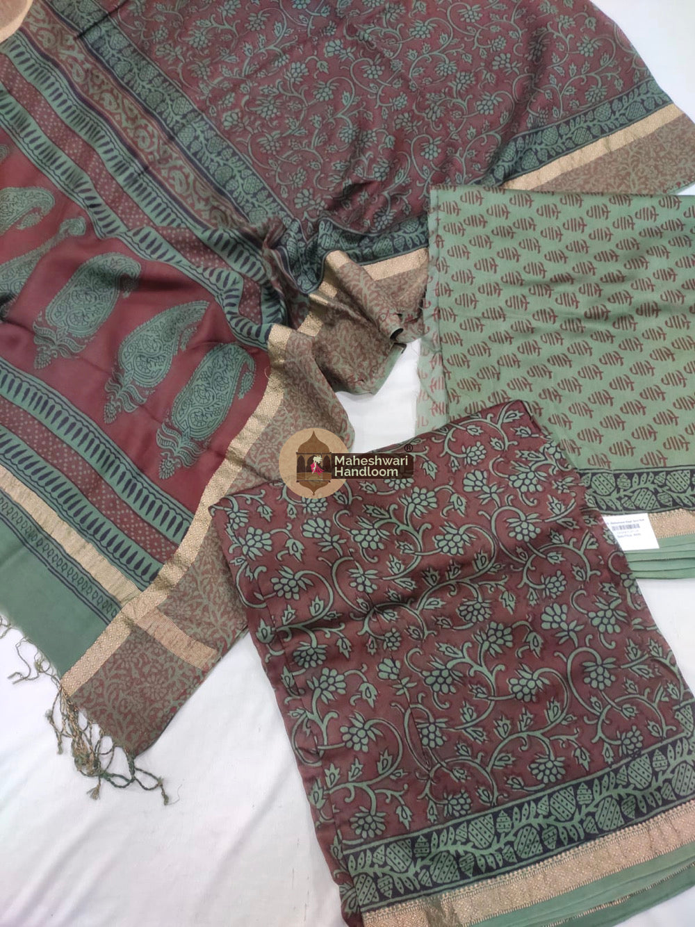 Green Maheshwari Bagh Print Suit set - 02