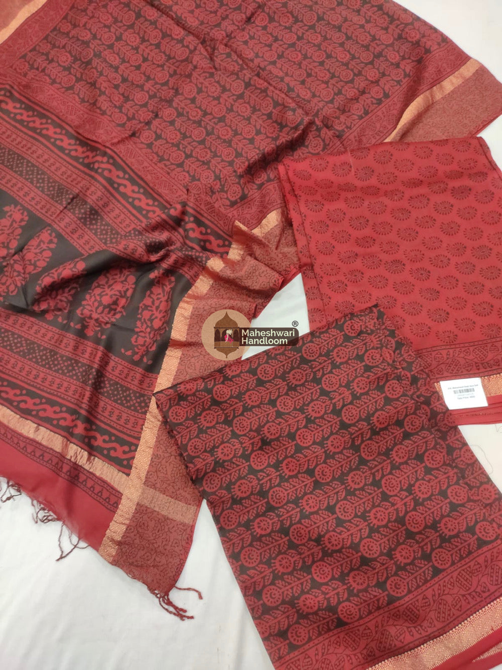 Red Black Maheshwari Bagh Print Suit set - 20