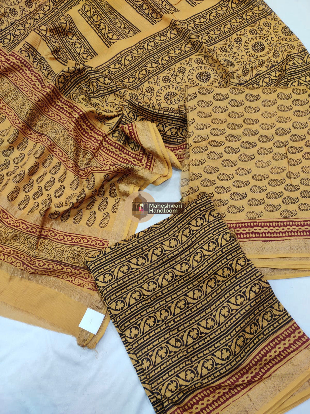 Yellow Maheshwari Bagh Print Suit set - 09