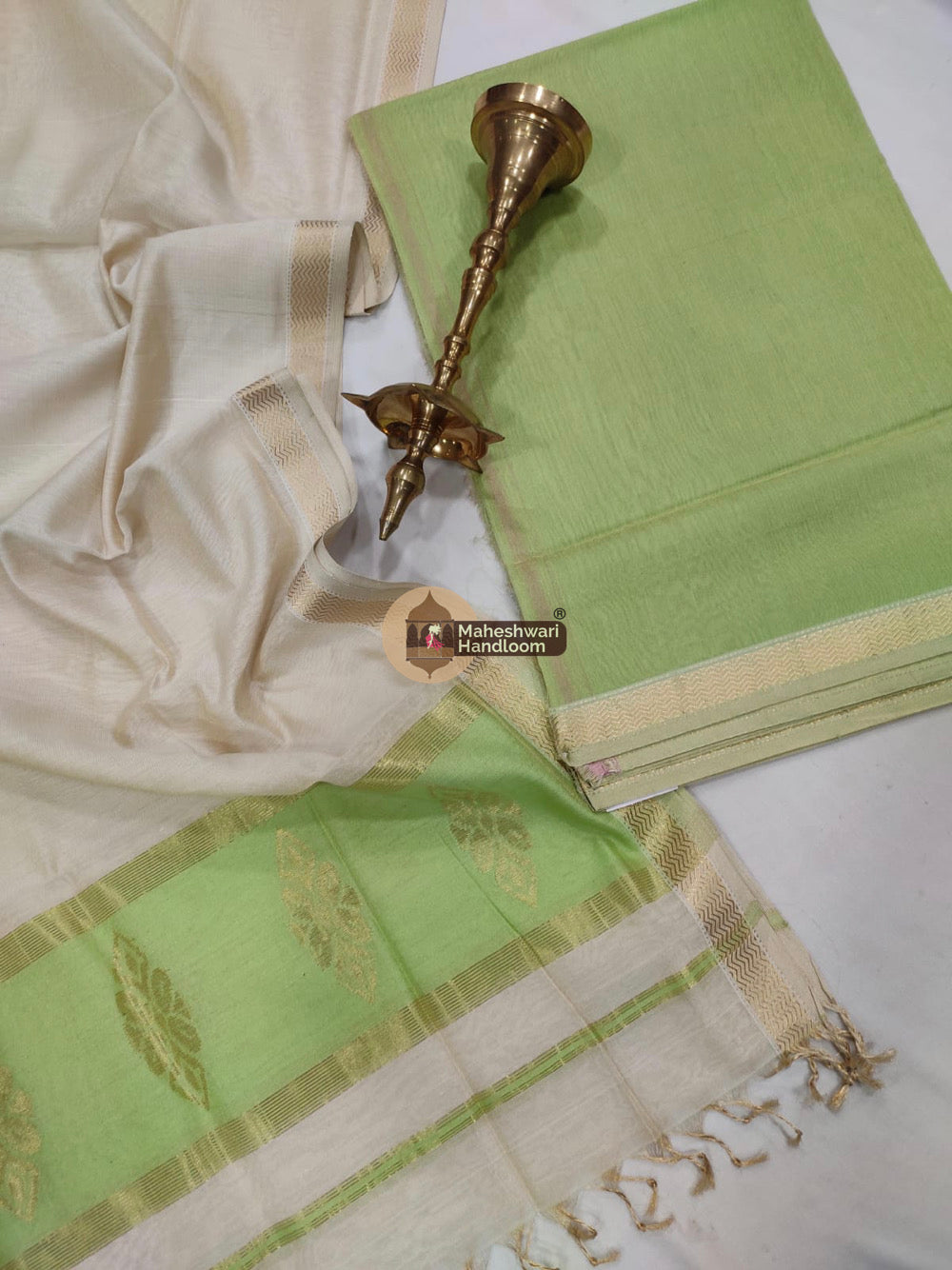 Maheshwari Green Tissue Top Dupatta Suits