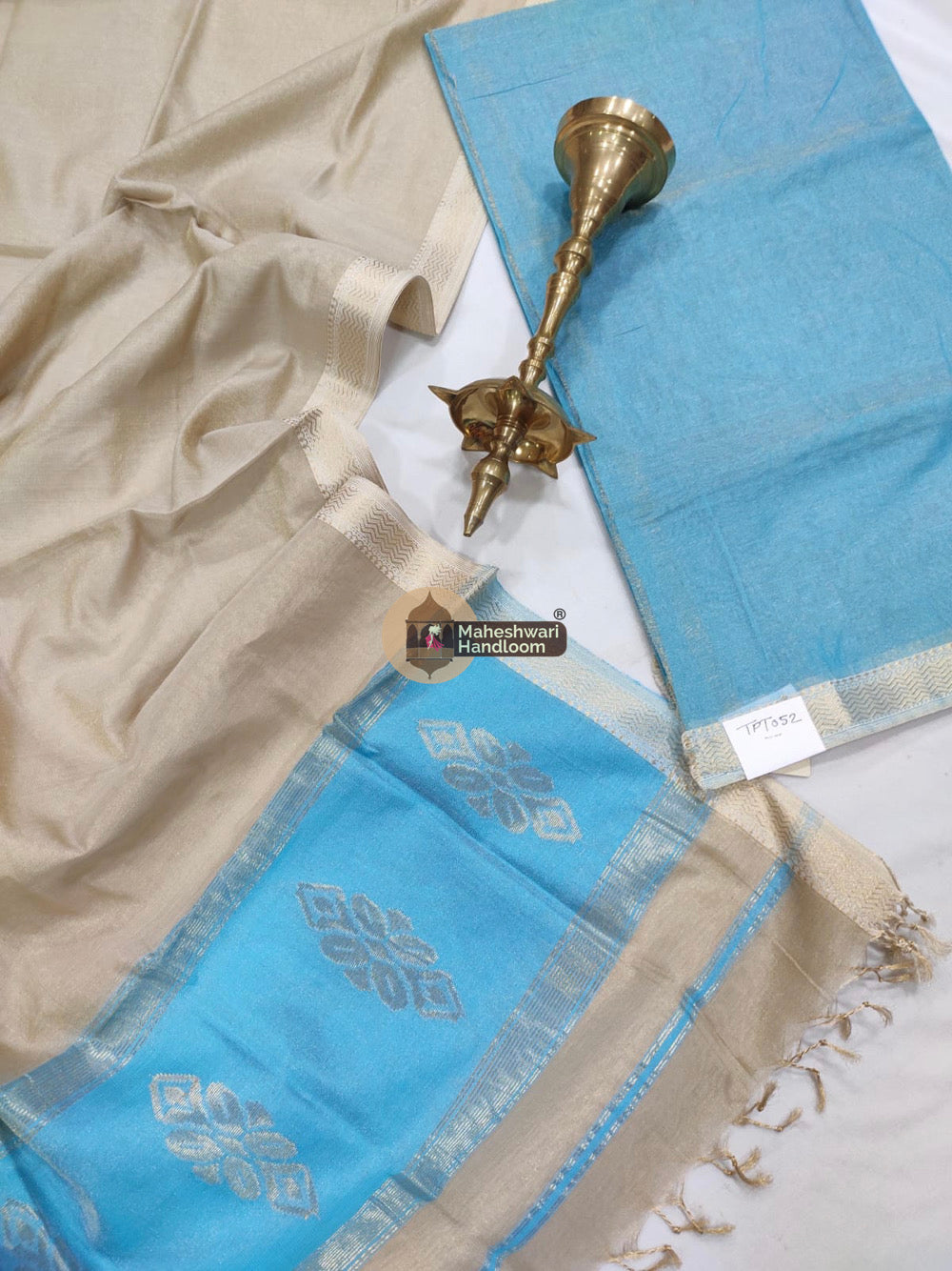 Maheshwari Blue Tissue Top Dupatta Suits