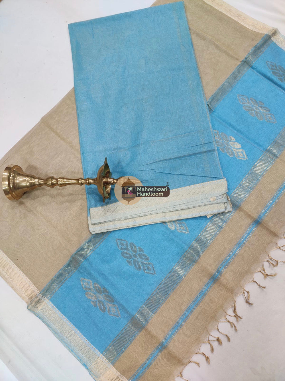 Maheshwari Blue Tissue Top Dupatta Suits