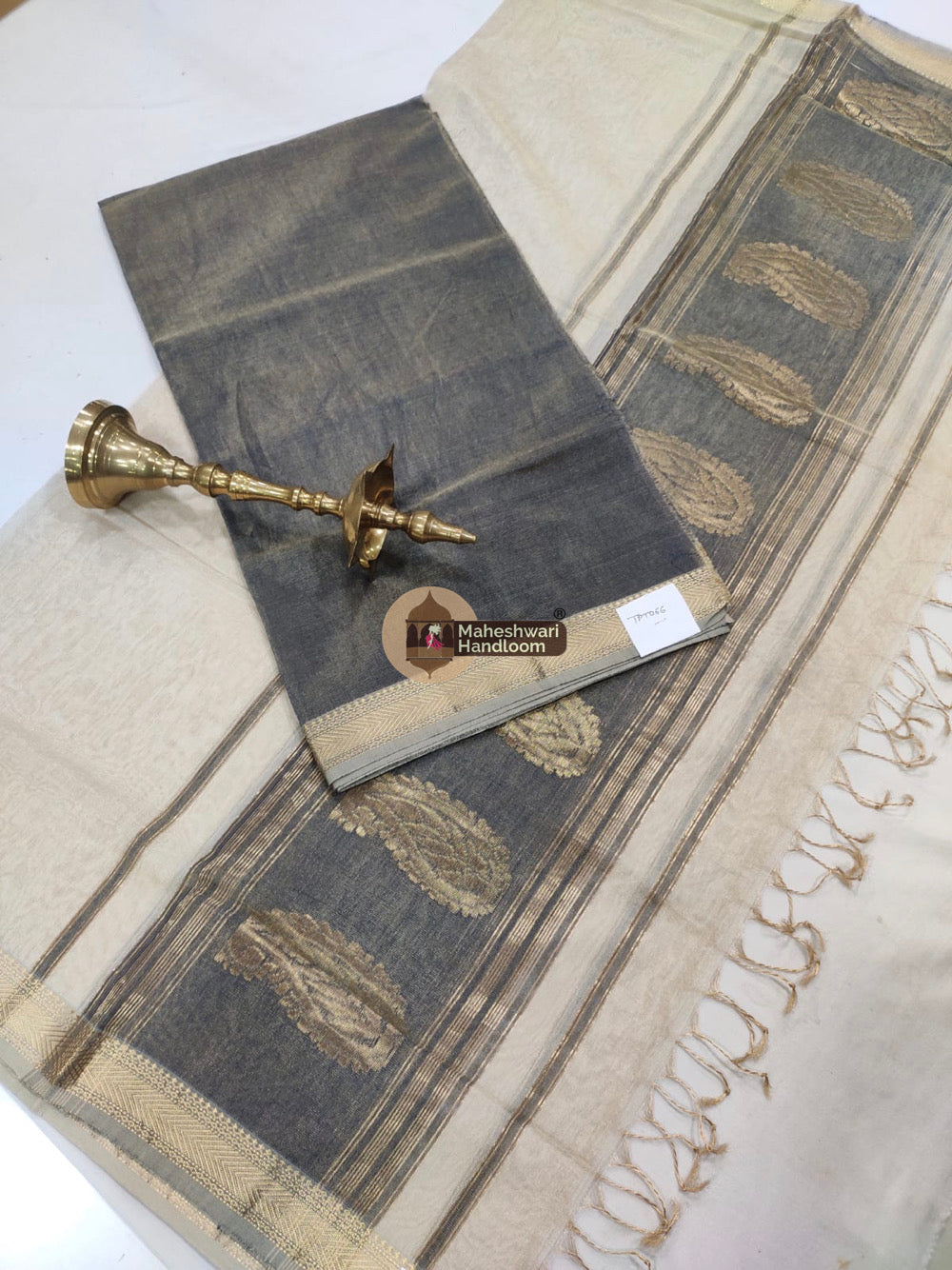 Maheshwari Grey White Tissue Top Dupatta Suits