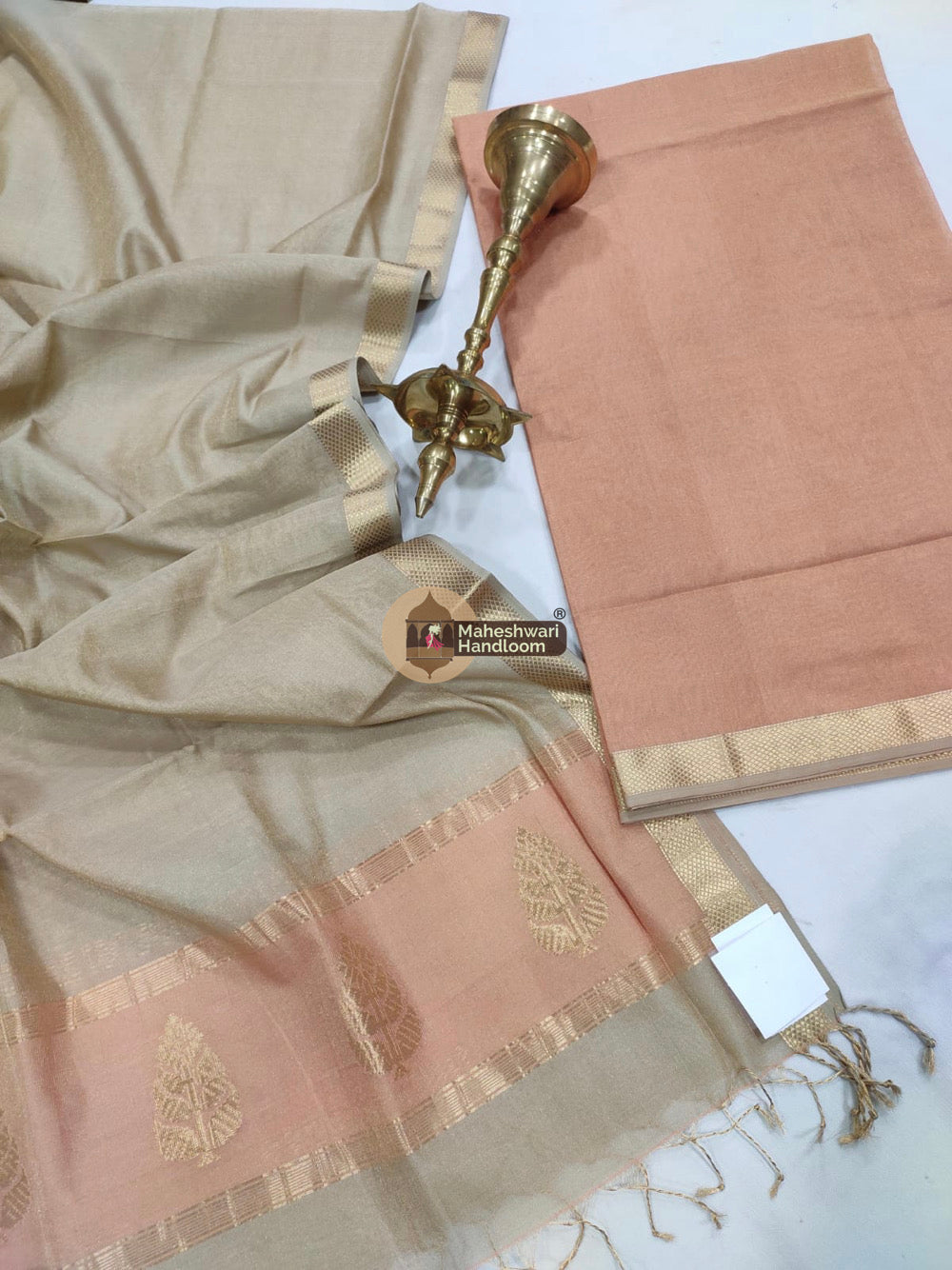 Maheshwari Beige Tissue Top Dupatta Suits