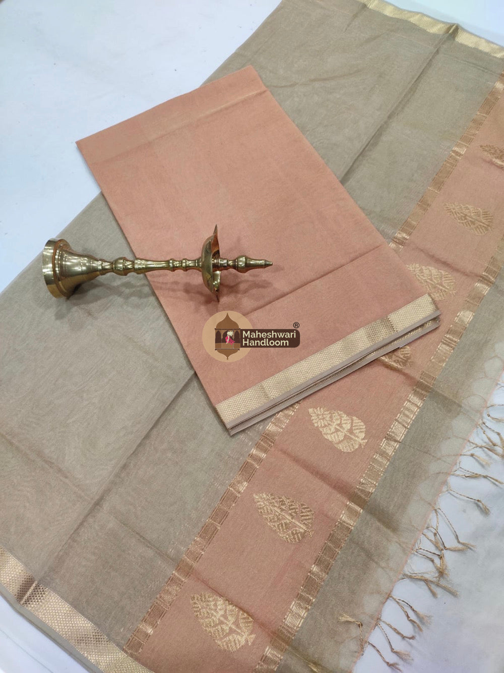 Maheshwari Beige Tissue Top Dupatta Suits