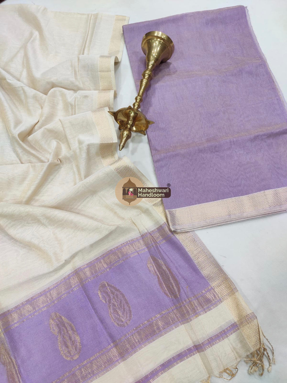 Maheshwari Lavender Tissue Top Dupatta Suits